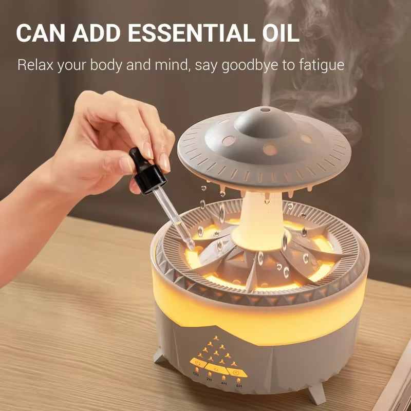 🌧️ Rain Cloud Humidifier with Raindrop Effect & Remote – Aromatherapy Diffuser + Rain Lamp + Mood Light