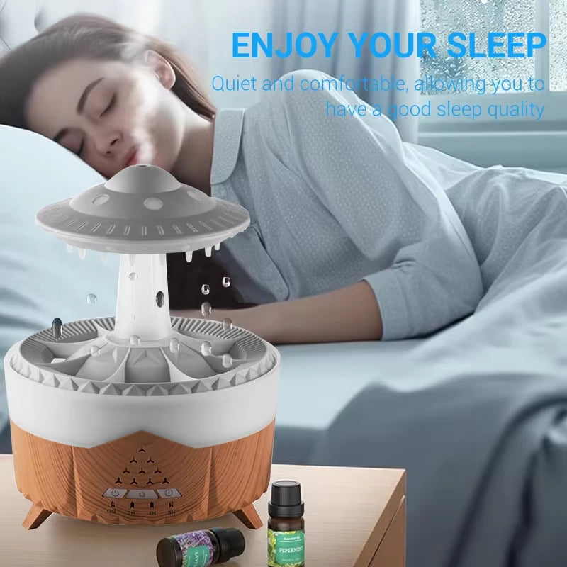 🌧️ Rain Cloud Humidifier with Raindrop Effect & Remote – Aromatherapy Diffuser + Rain Lamp + Mood Light