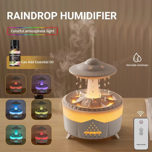 🌧️ Rain Cloud Humidifier with Raindrop Effect & Remote – Aromatherapy Diffuser + Rain Lamp + Mood Light