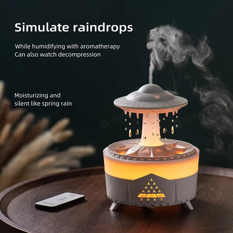 🌧️ Rain Cloud Humidifier with Raindrop Effect & Remote – Aromatherapy Diffuser + Rain Lamp + Mood Light
