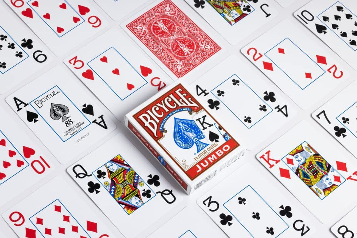 Playing Cards, Jumbo Index, 12 Pack,Red & Blue