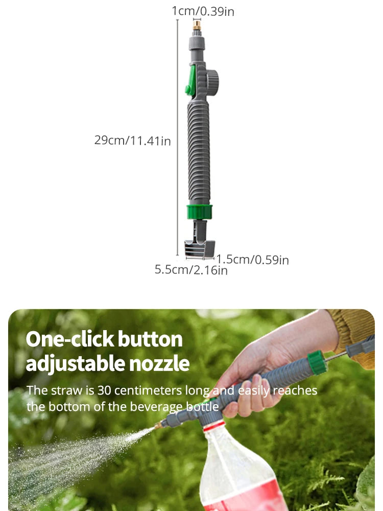 Gardening Watering Sprayer Beverage Bottle Watering Can High Pressure Small Manual Pressure Adjustable Spray Head 