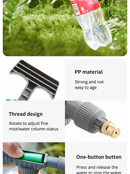 Gardening Watering Sprayer Beverage Bottle Watering Can High Pressure Small Manual Pressure Adjustable Spray Head 