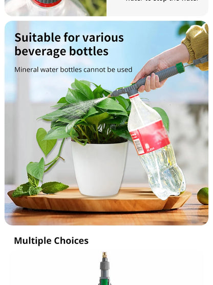 Gardening Watering Sprayer Beverage Bottle Watering Can High Pressure Small Manual Pressure Adjustable Spray Head 