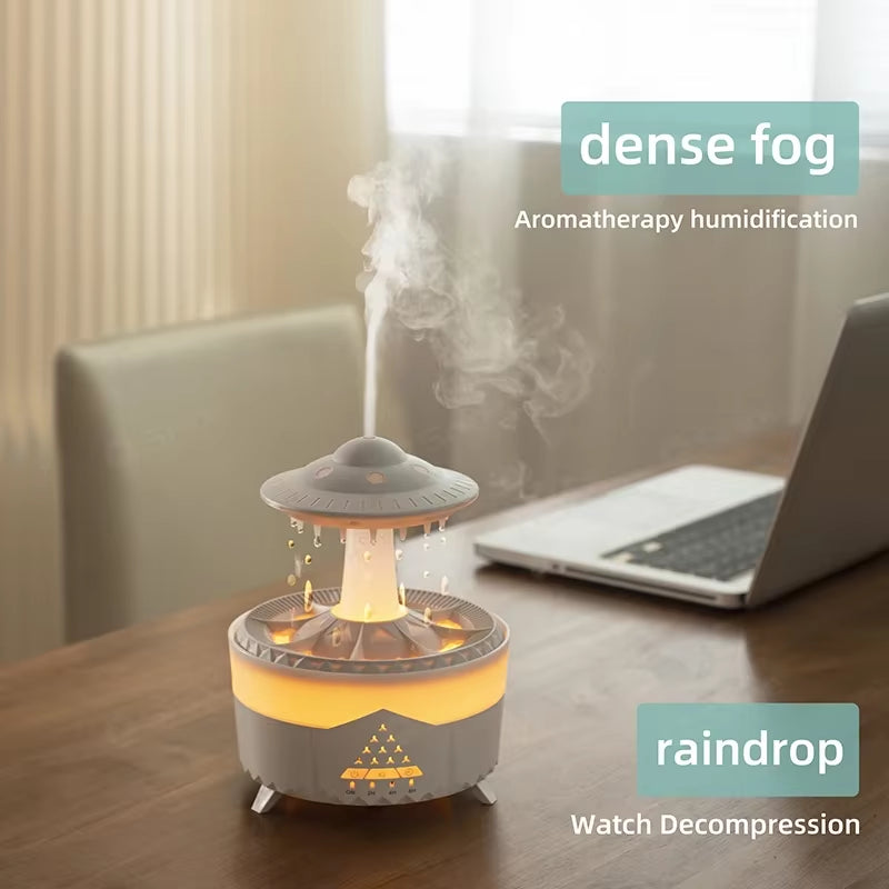 🌧️ Rain Cloud Humidifier with Raindrop Effect & Remote – Aromatherapy Diffuser + Rain Lamp + Mood Light