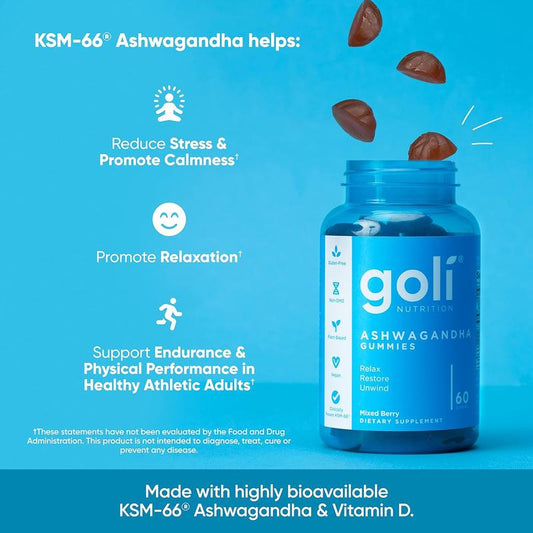 3 Bottles of Goli Best Seller Bundle: Ashwagandha KSM-66, Apple Cider Vinegar, Matcha Mind Supplement with Cognizin, Vitamins D2 and B12 Healthcare Dietary