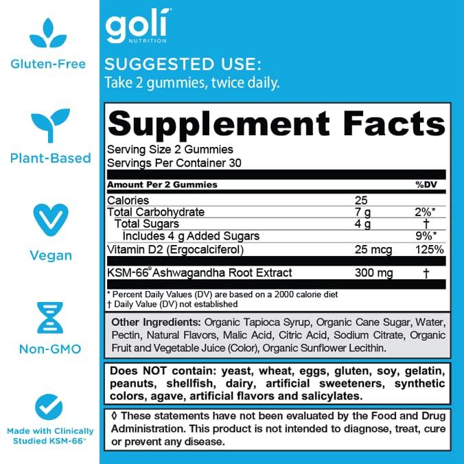 3 Bottles of Goli Best Seller Bundle: Ashwagandha KSM-66, Apple Cider Vinegar, Matcha Mind Supplement with Cognizin, Vitamins D2 and B12 Healthcare Dietary